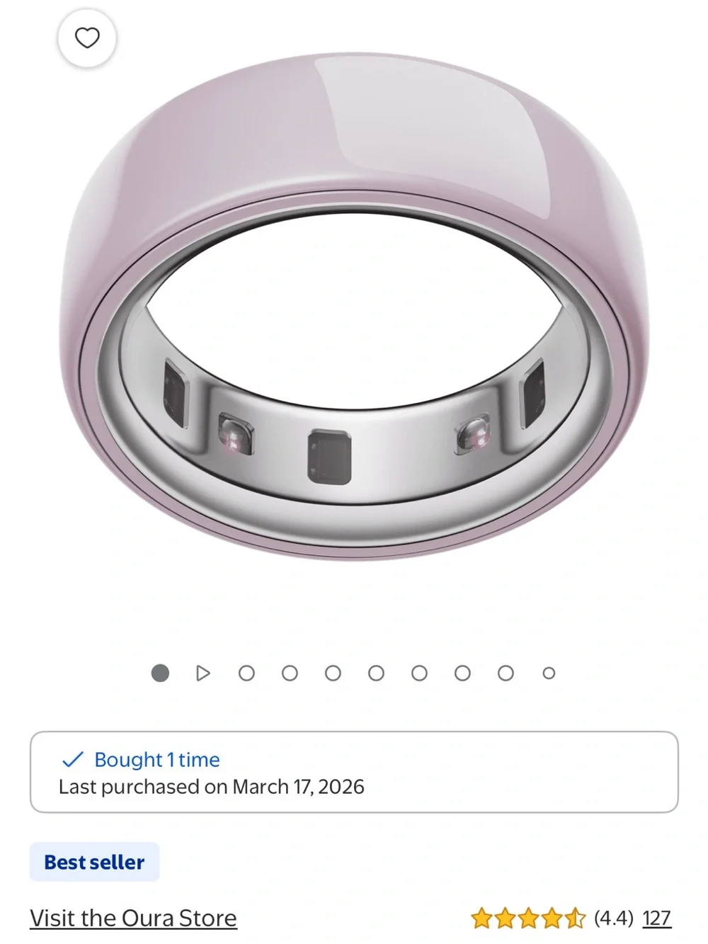 Oura Ring 4 in Light Pink Gloss size 6 — Smart Sleep & Activity Tracker.